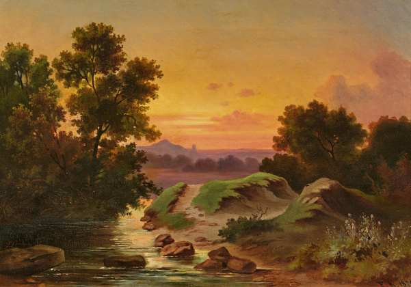 Landscape with Stream in Evening Light
