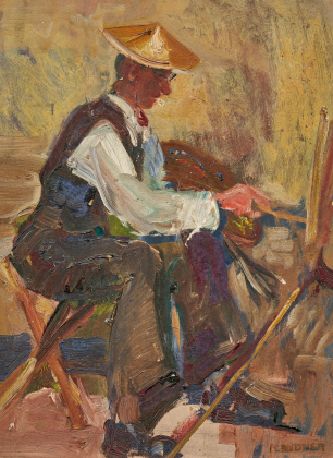 Portrait of the Painter Heinrich von Zügel, Lindner's Teacher, in Front of the Easel