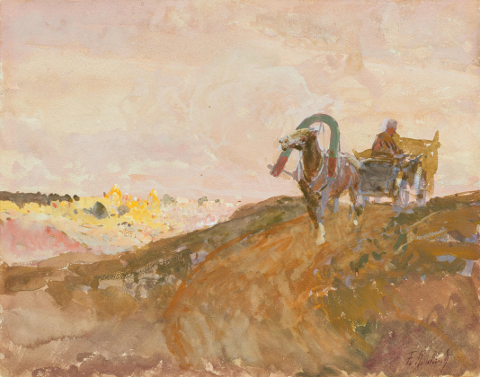 Ländliche Landschaft mit Karren