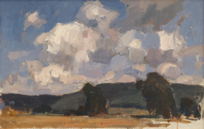 Landscape with Wide Cloudy Sky