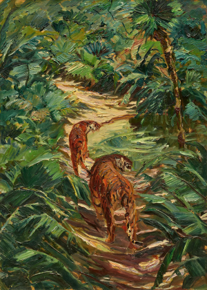 Zwei Tiger in exotischer Waldlandschaft
