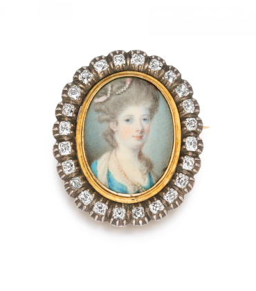 Historische Emaille-Diamant-Trauerbrosche