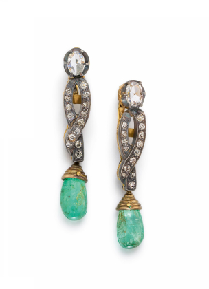 Historischer Smaragd-Diamant-Ohrschmuck