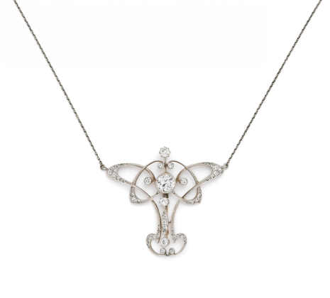 Jugendstil Diamant-Anhängerkette