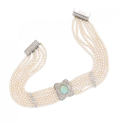 Opal-Diamant-Perl-Choker