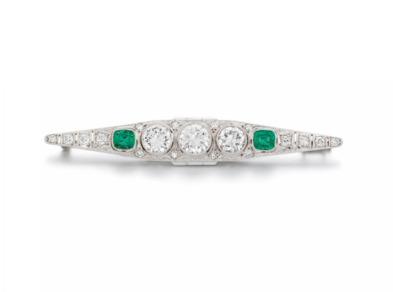 Diamant-Smaragd-Brosche