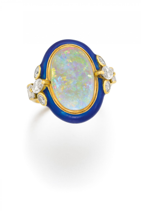 Opal-Diamant-Emaille-Ring