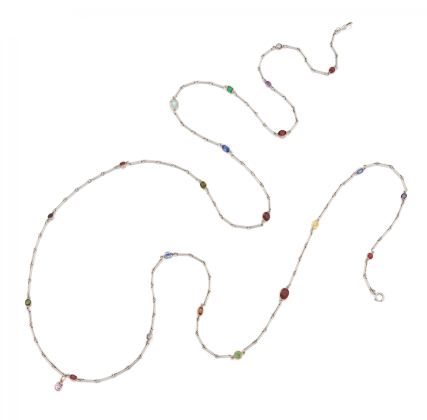 Raffinierte Farbstein-Sautoir Kette