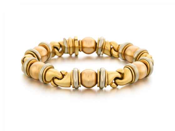 Sculptural Tricolour Gold-Bracelet