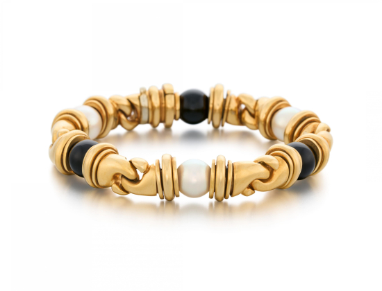Onyx-Perl-Gold-Armband
