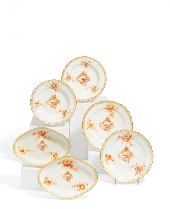 SIX PORCELAIN PIECES FROM THE SERVICE FOR EMPEROR WILHELM II