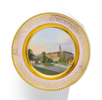 PORCELAIN PICTURE PLATE WITH VIEW OF THE CASTLE IN WEIMAR
