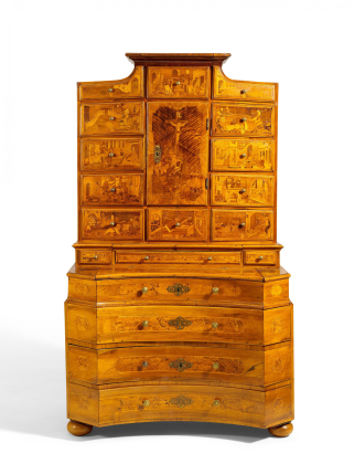 RARE WALNUT FURNITURE ON STANDS WITH RICH INLAYS