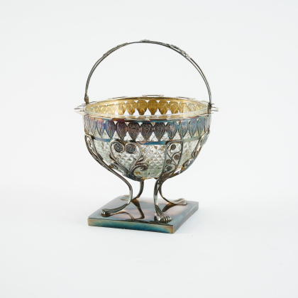 Zuckerschale mit Glaseinsatz Biedermeier