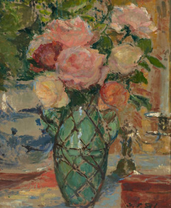 Vase de roses (Rosenstrauß in grüner Vase)