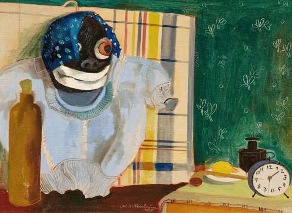 Stillleben mit Maske und Pullover