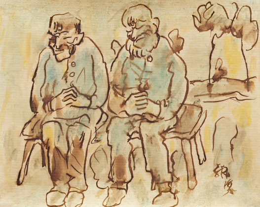 Zwei sitzende Figuren