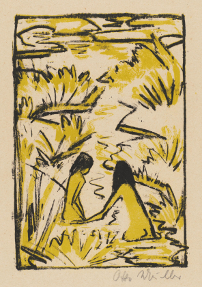 Zwei Badende im Bach