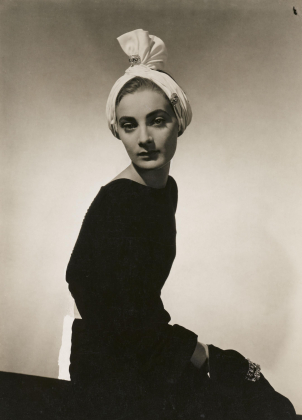 Lyla Zelenzki Modelling Hat by Reboux and Dress by Madame Gres