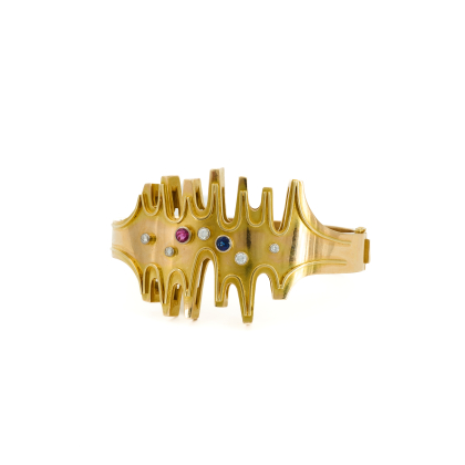 Farbstein-Diamant-Armreif